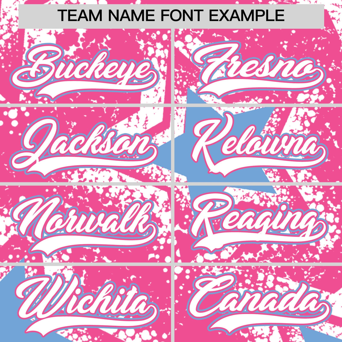 Custom Pink White Light Blue Star Graffiti Team Baseball Jerseys With Custom Names, Numbers & Logos Lightweight Baseball Jersey| KXKSHOP