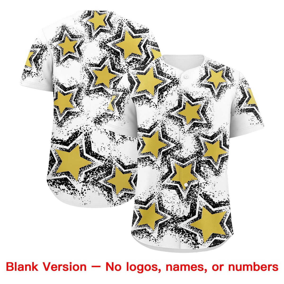 Custom White Black Old Gold Star Graffiti Team Baseball Jerseys With Custom Names, Numbers & Logos Stretch Fabric Baseball Jersey| KXKSHOP