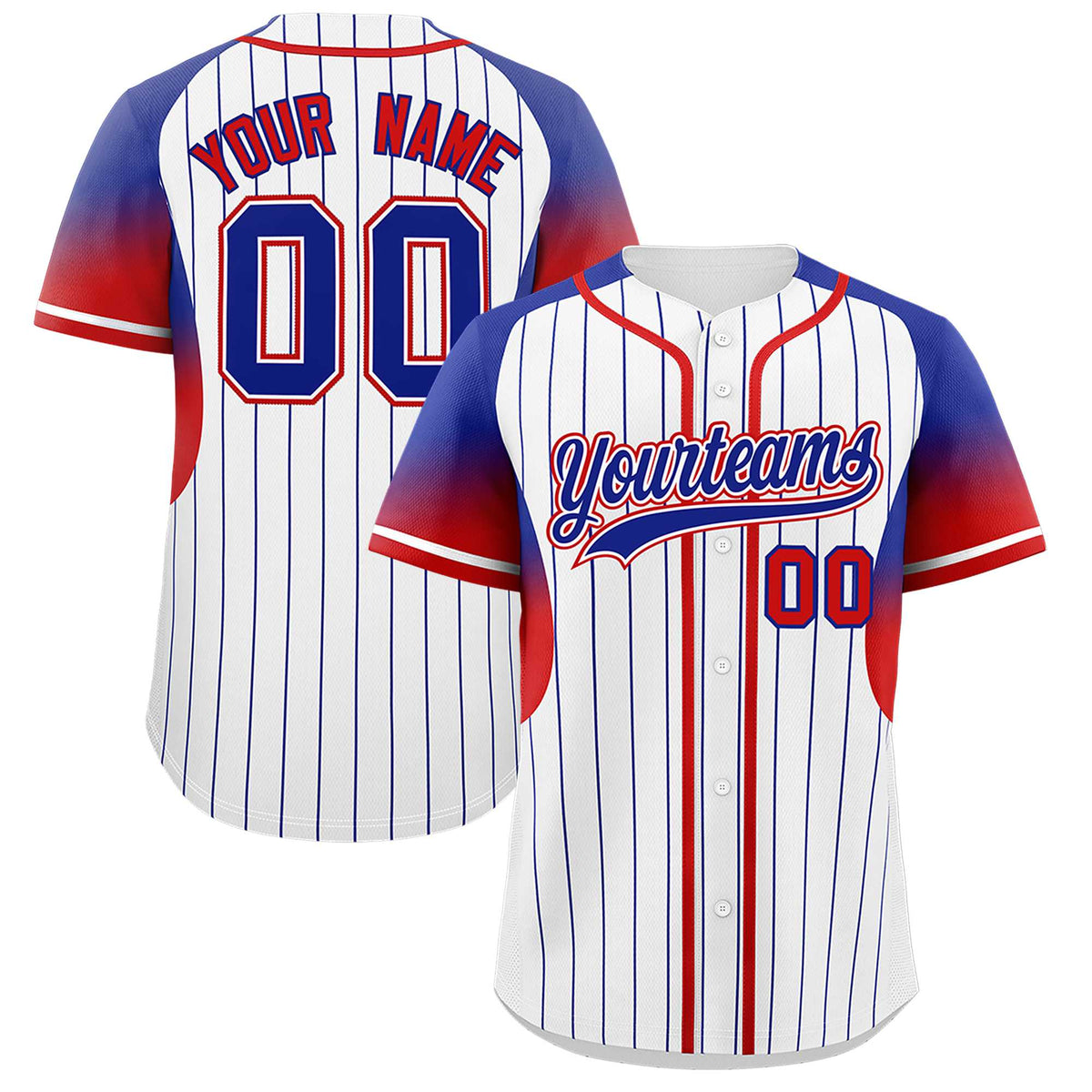 Custom White Royal Stripe Fashion Sleeves Gradient Authentic Baseball Jersey