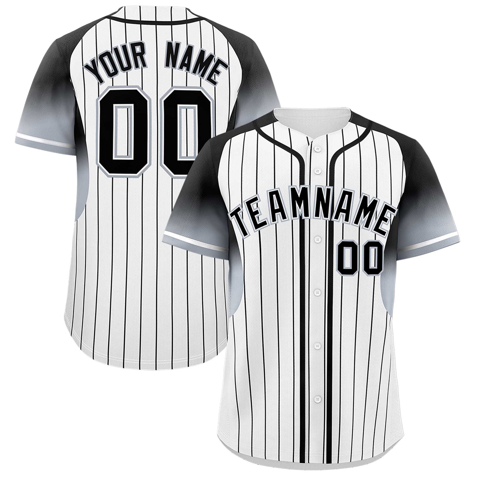 Custom White Black Stripe Fashion Sleeves Gradient Authentic Baseball Jersey