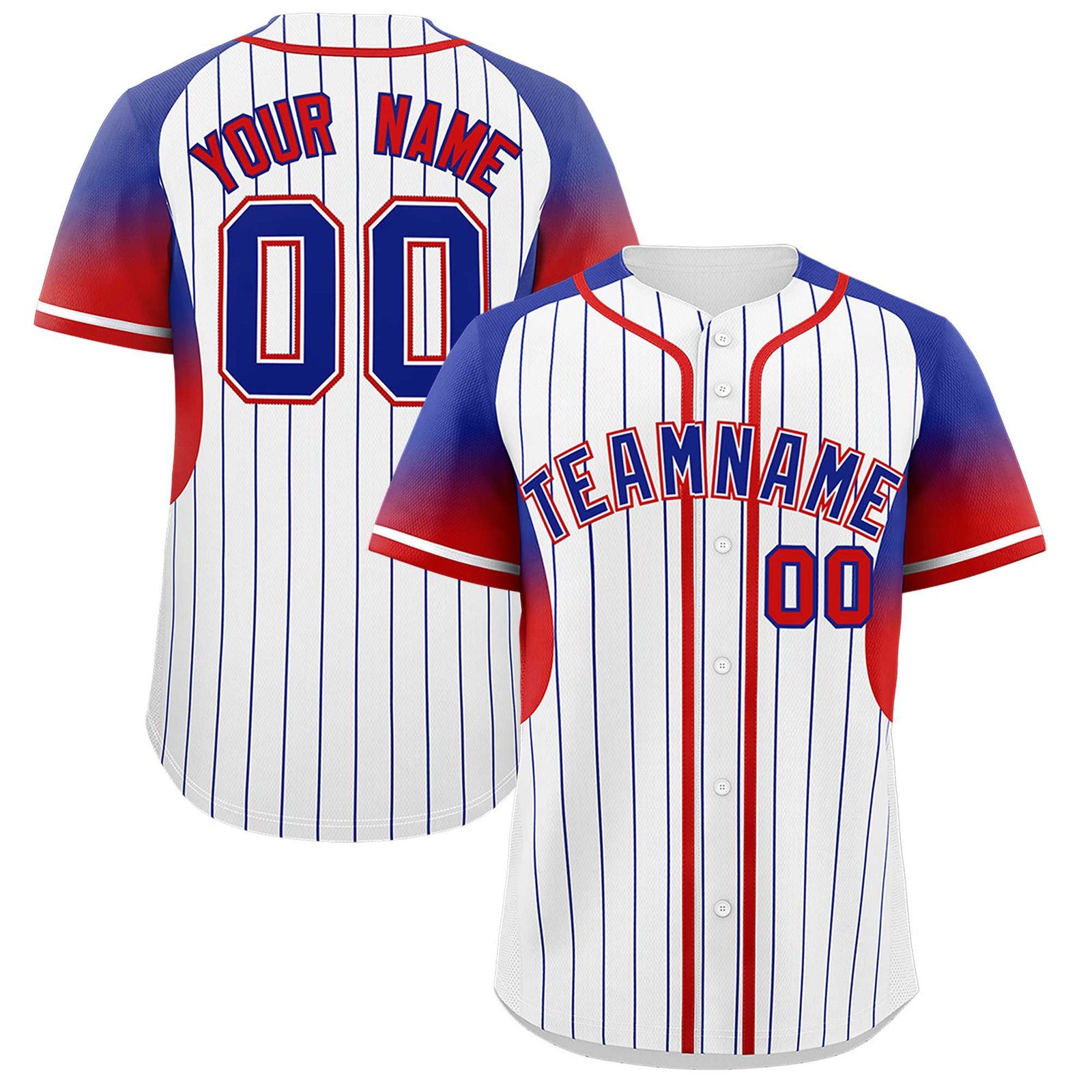 Custom White Royal Stripe Fashion Sleeves Gradient Authentic Baseball Jersey