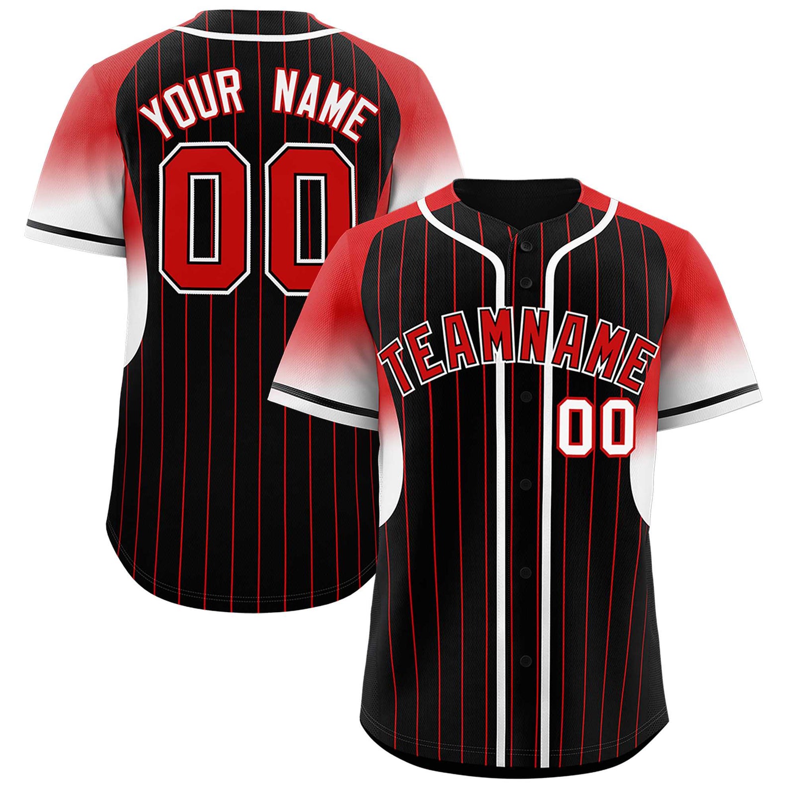Custom Black Red Stripe Fashion Sleeves Gradient Authentic Baseball Jersey