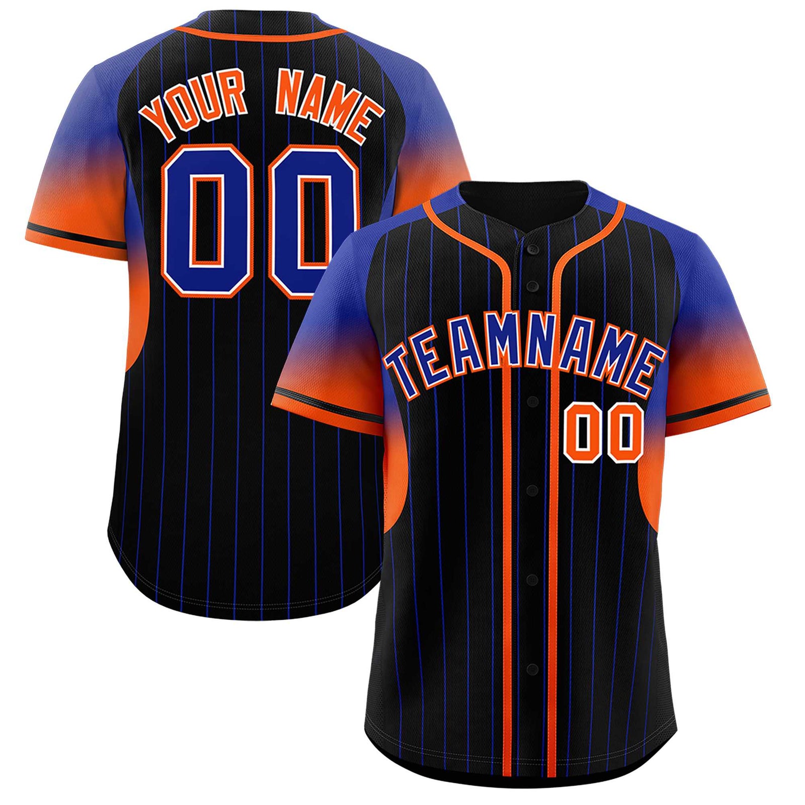 Custom Black Royal Stripe Fashion Sleeves Gradient Authentic Baseball Jersey