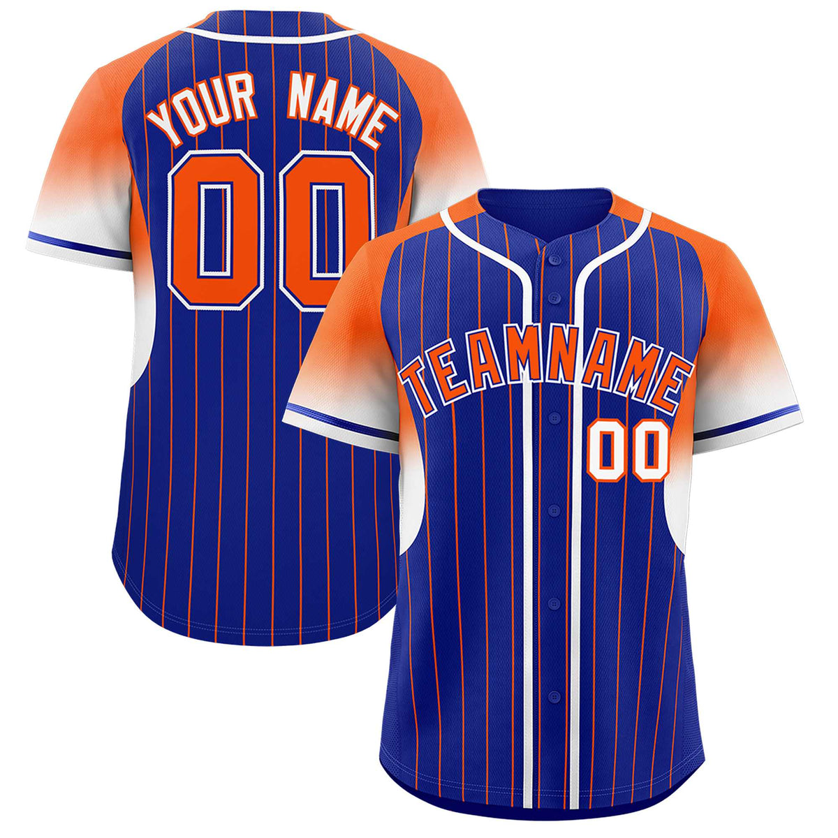 Custom Royal Orange Stripe Fashion Sleeves Gradient Authentic Baseball Jersey