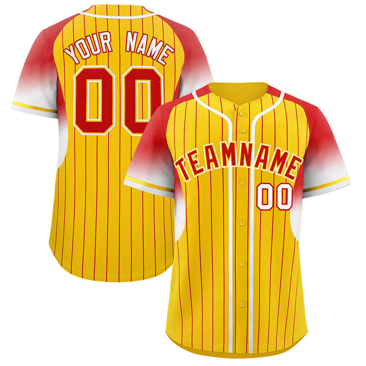 Custom Gold Red Stripe Fashion Sleeves Gradient Authentic Baseball Jersey
