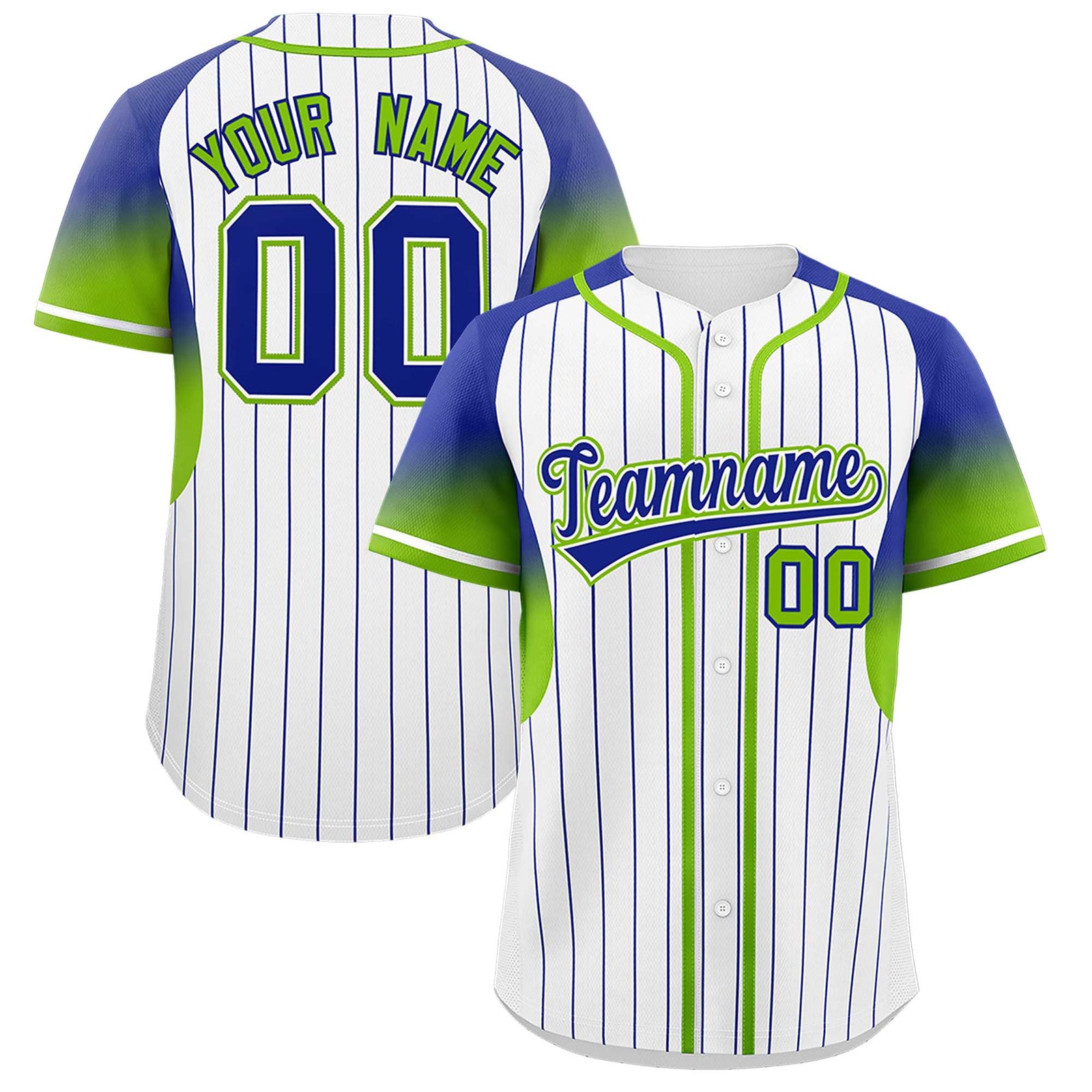 Custom White Royal Stripe Fashion Sleeves Gradient Authentic Baseball Jersey