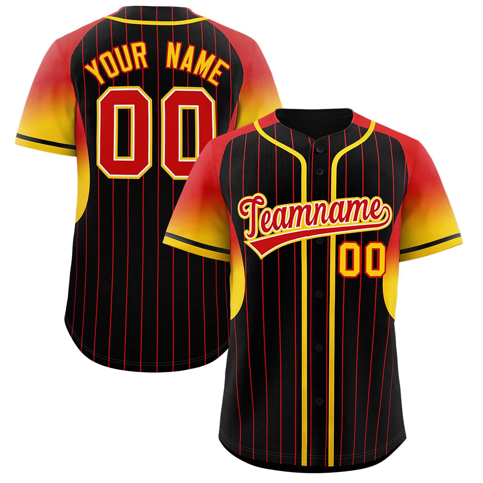 Custom Black Red Stripe Fashion Sleeves Gradient Authentic Baseball Jersey