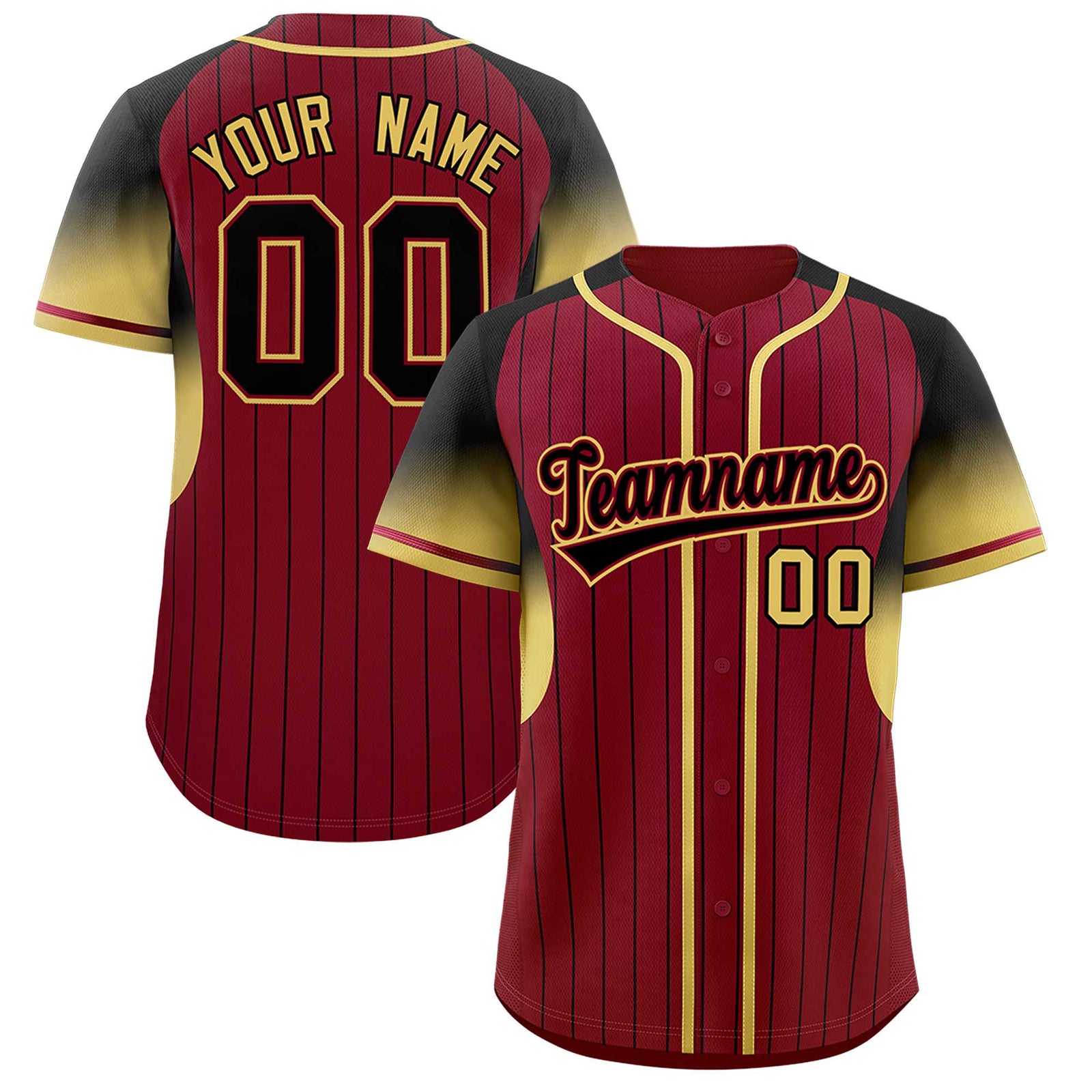 Custom Crimson Black Stripe Fashion Sleeves Gradient Authentic Baseball Jersey