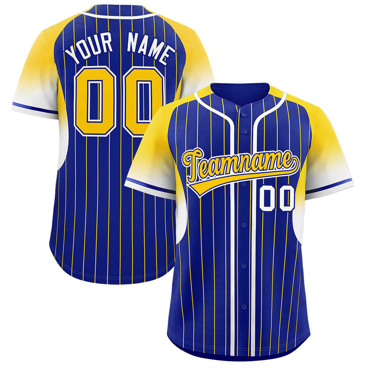 Custom Royal Gold Stripe Fashion Sleeves Gradient Authentic Baseball Jersey