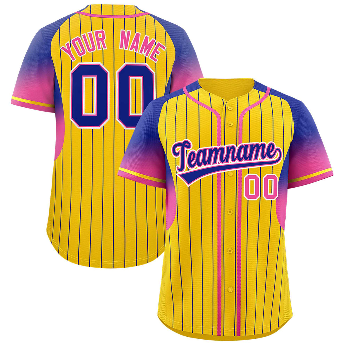 Custom Gold Royal Stripe Fashion Sleeves Gradient Authentic Baseball Jersey
