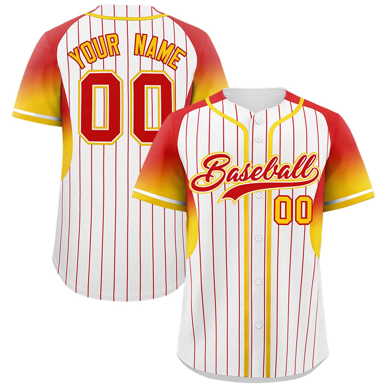 Custom White Red Stripe Fashion Sleeves Gradient Authentic Baseball Jersey