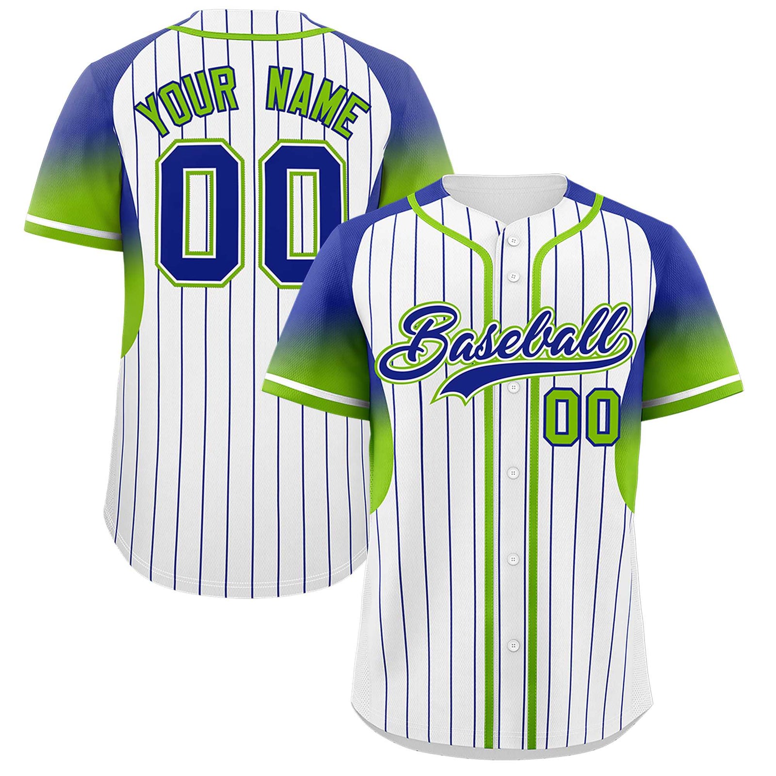 Custom White Royal Stripe Fashion Sleeves Gradient Authentic Baseball Jersey
