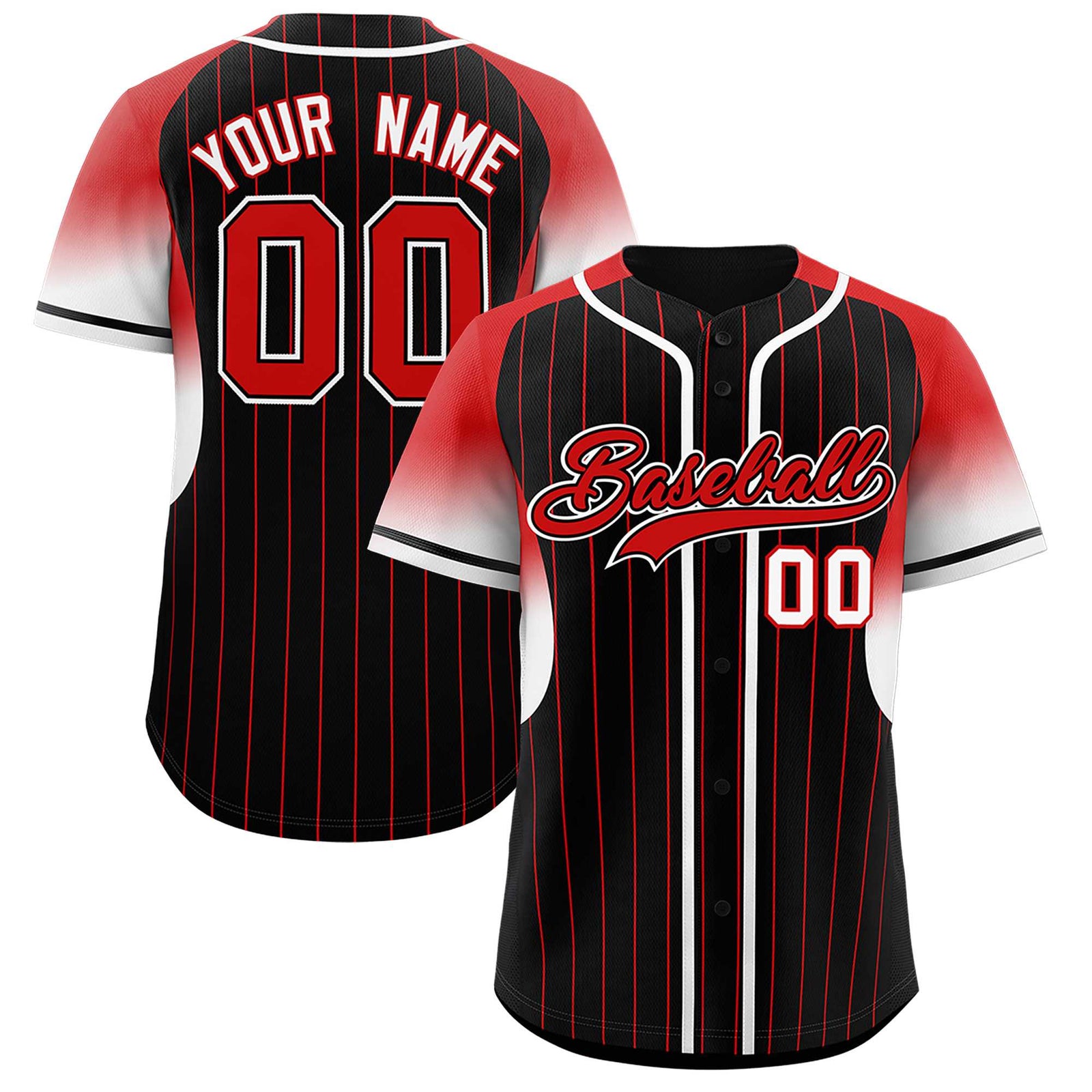 Custom Black Red Stripe Fashion Sleeves Gradient Authentic Baseball Jersey