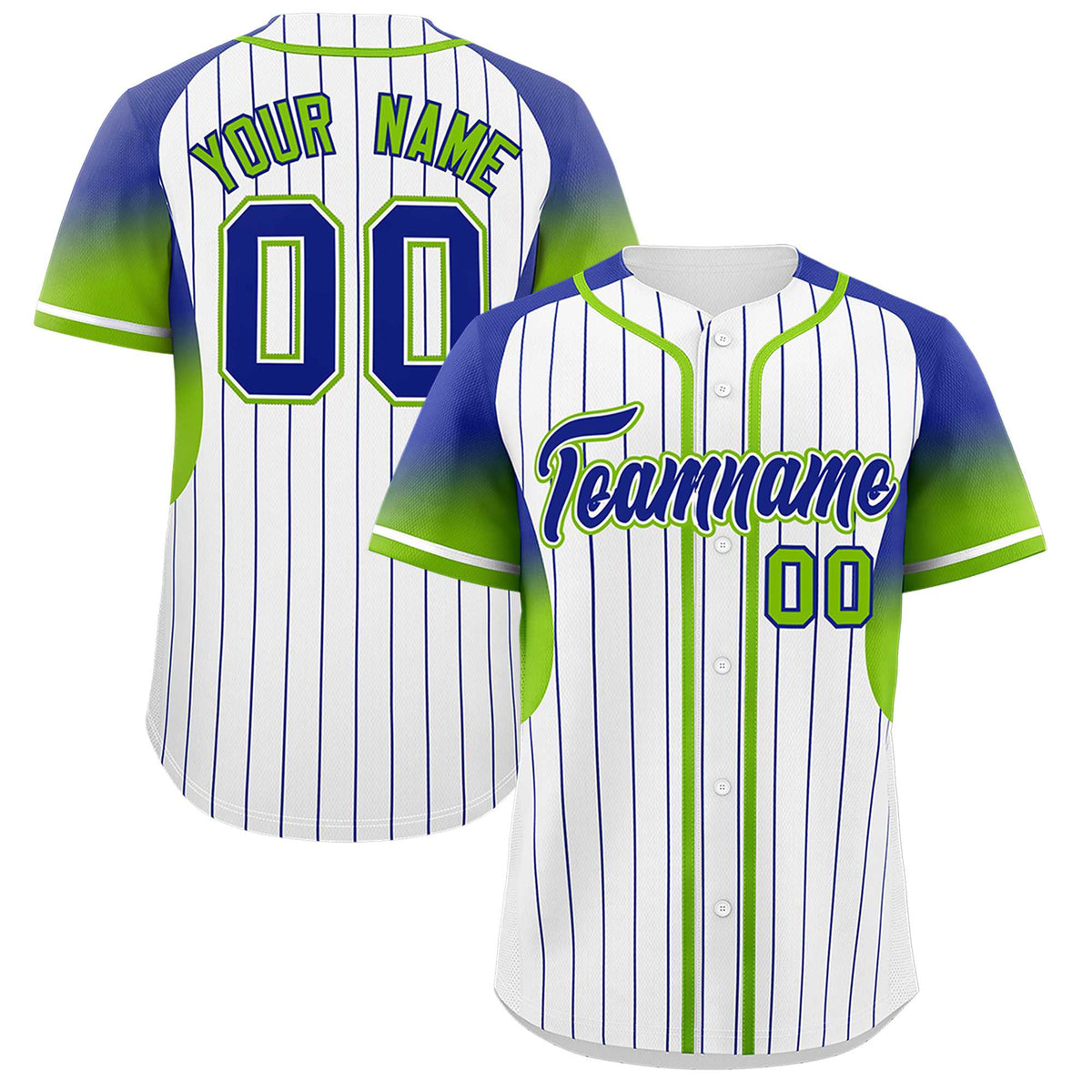 Custom White Royal Stripe Fashion Sleeves Gradient Authentic Baseball Jersey