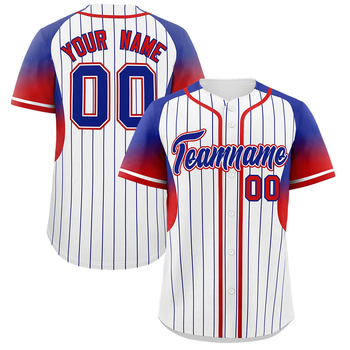 Custom White Royal Stripe Fashion Sleeves Gradient Authentic Baseball Jersey