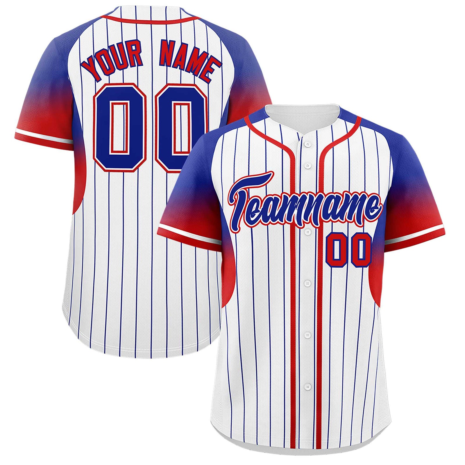 Custom White Royal Stripe Fashion Sleeves Gradient Authentic Baseball Jersey