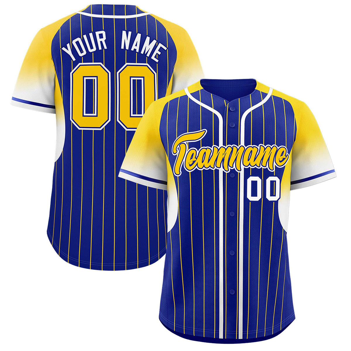Custom Royal Gold Stripe Fashion Sleeves Gradient Authentic Baseball Jersey
