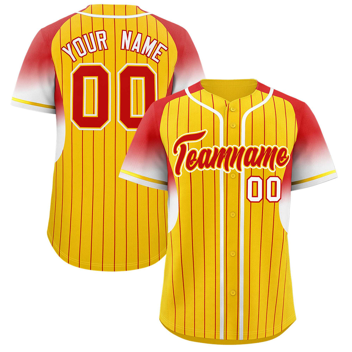 Custom Gold Red Stripe Fashion Sleeves Gradient Authentic Baseball Jersey