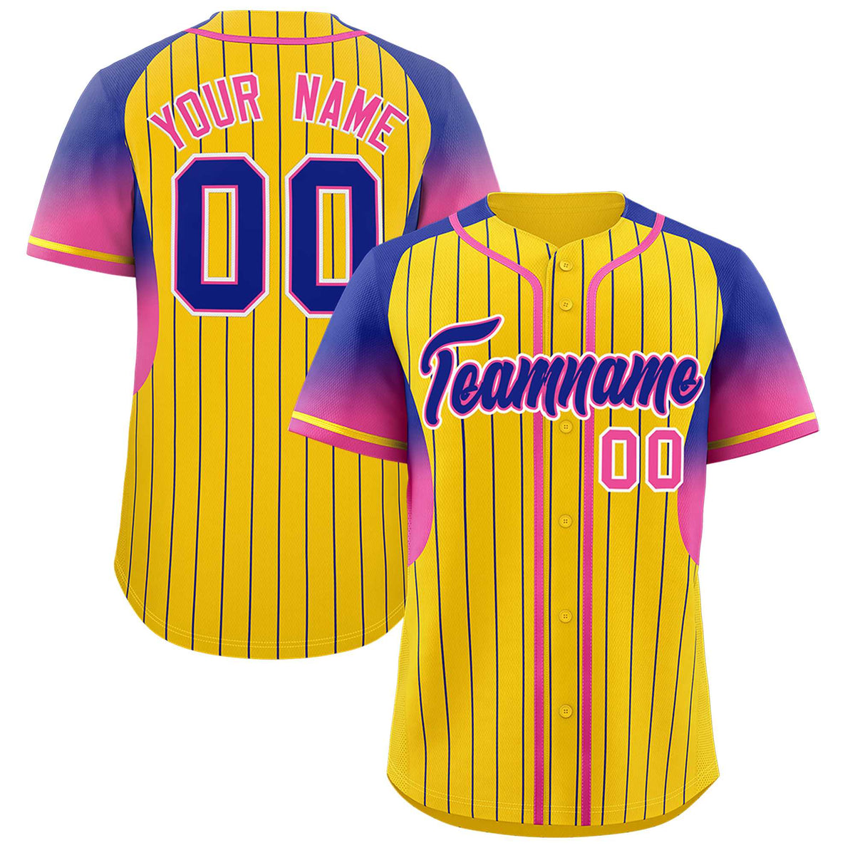 Custom Gold Royal Stripe Fashion Sleeves Gradient Authentic Baseball Jersey