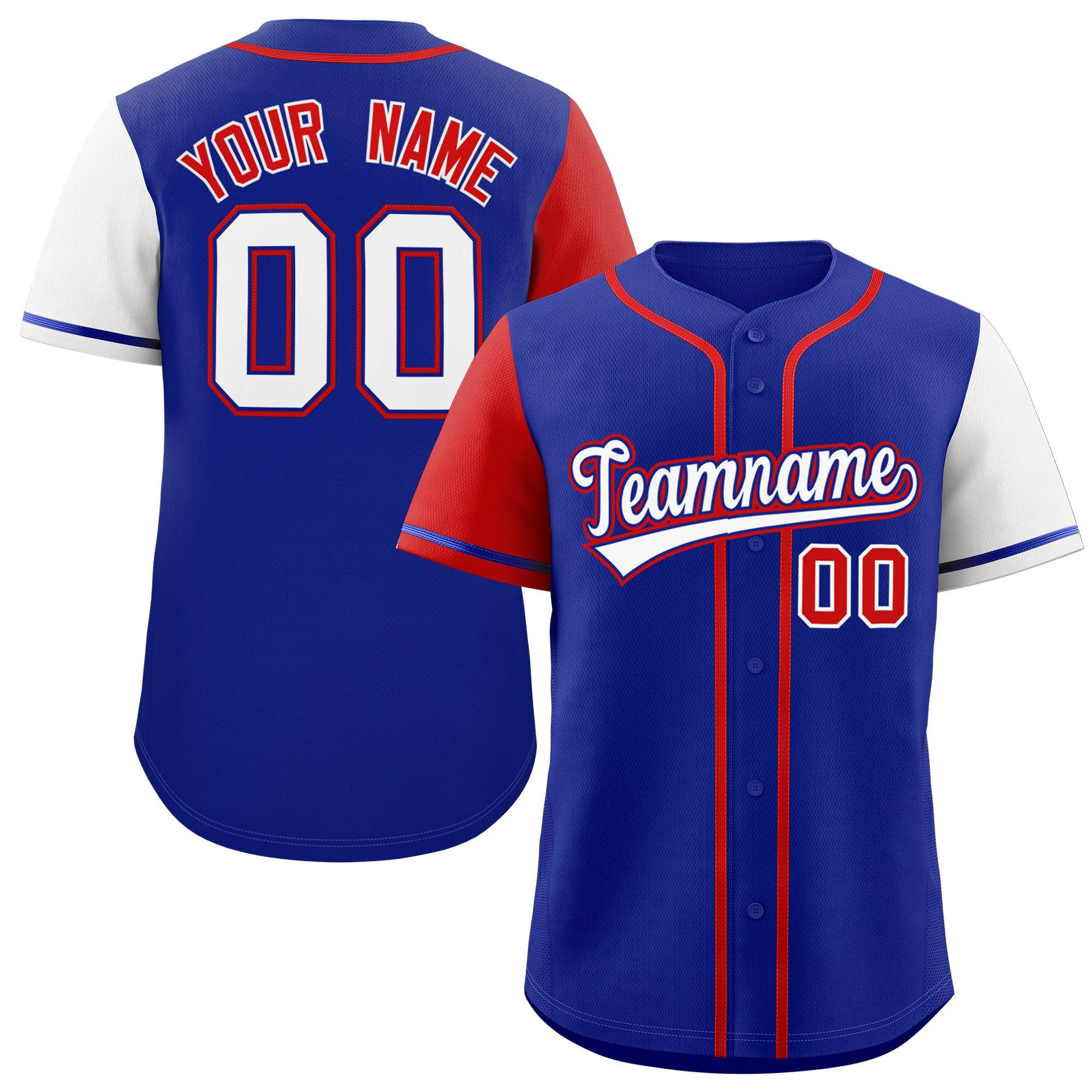 Custom Royal Red and White Raglan Sleeves Authentic Baseball Jersey