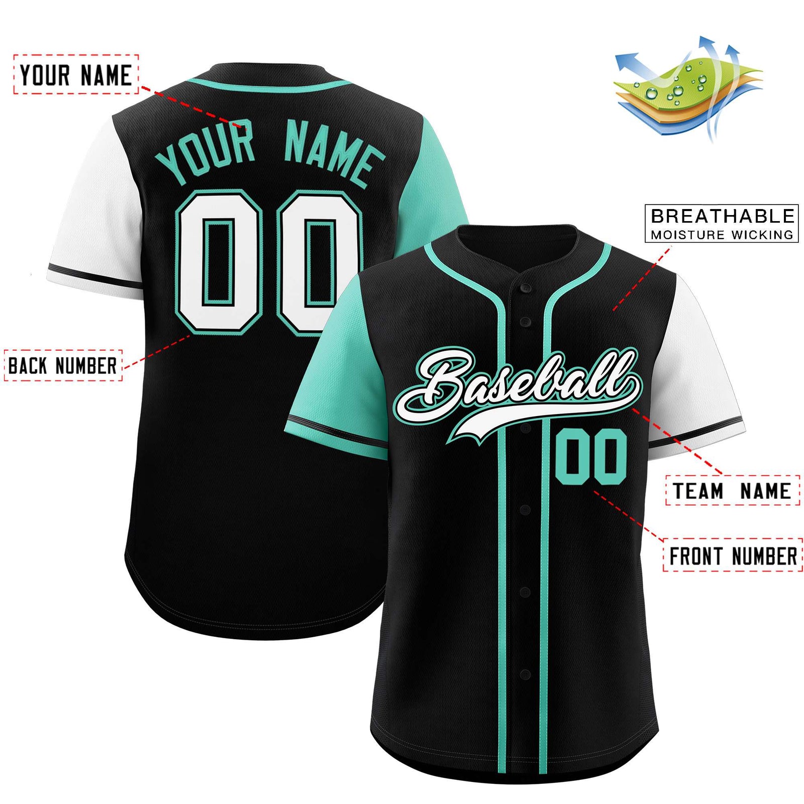 Custom Black Bright Green and White Raglan Sleeves Authentic Baseball Jersey