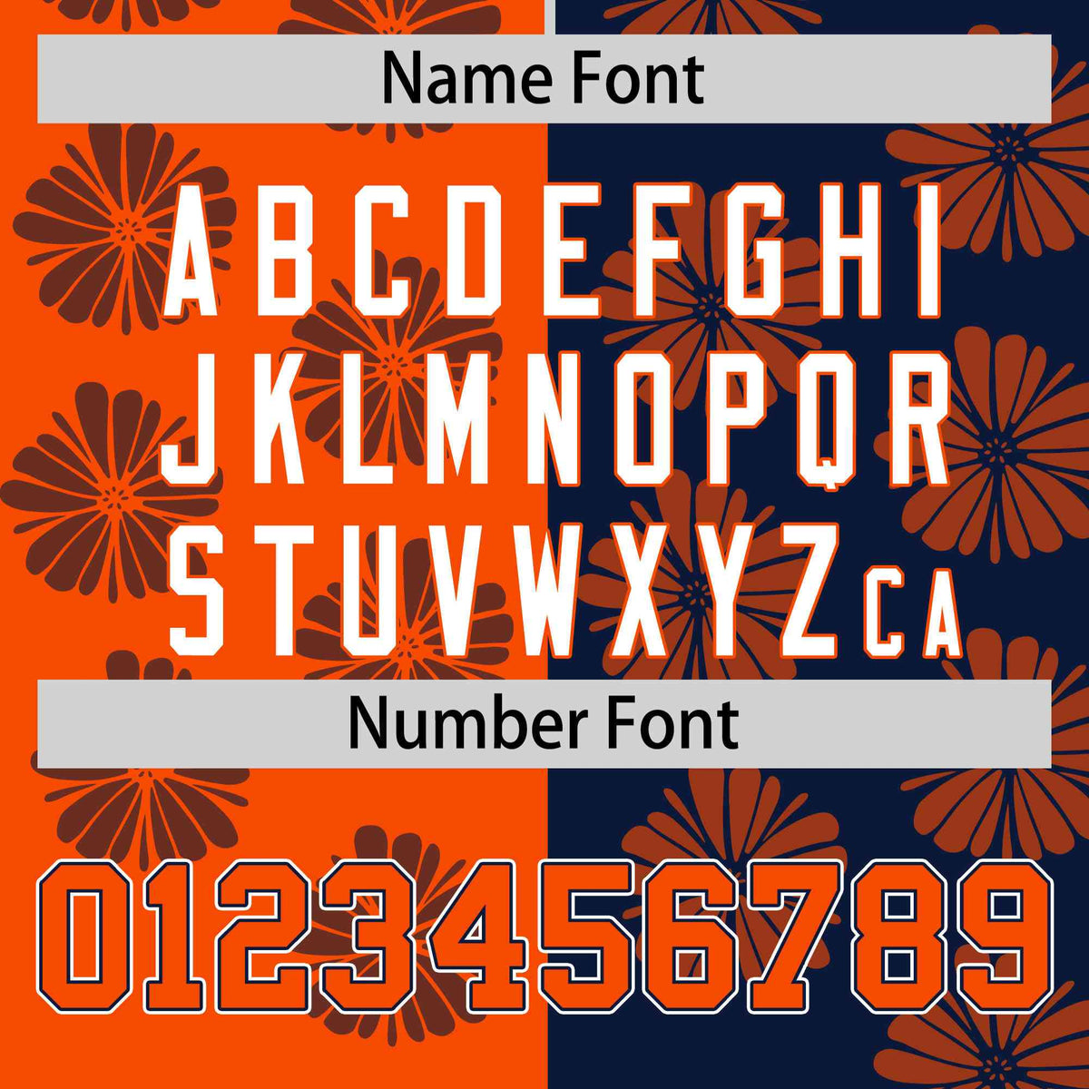 Custom Orange Navy Split Fashion Flower Graffiti Pattern Authentic Baseball Jersey