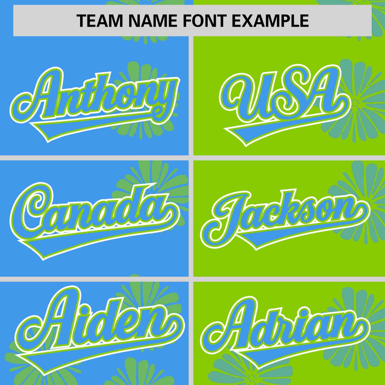 Custom Powder Blue Neon Green Split Fashion Flower Graffiti Pattern Authentic Baseball Jersey