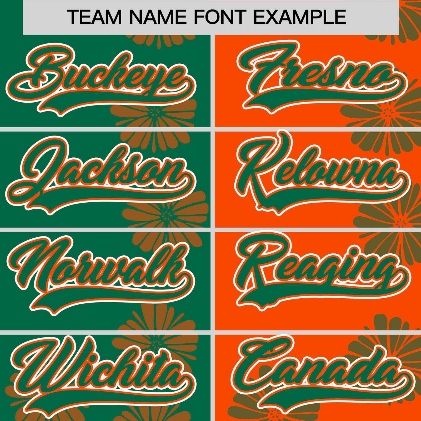 Custom Kelly Green Orange Split Fashion Flower Graffiti Pattern Authentic Baseball Jersey