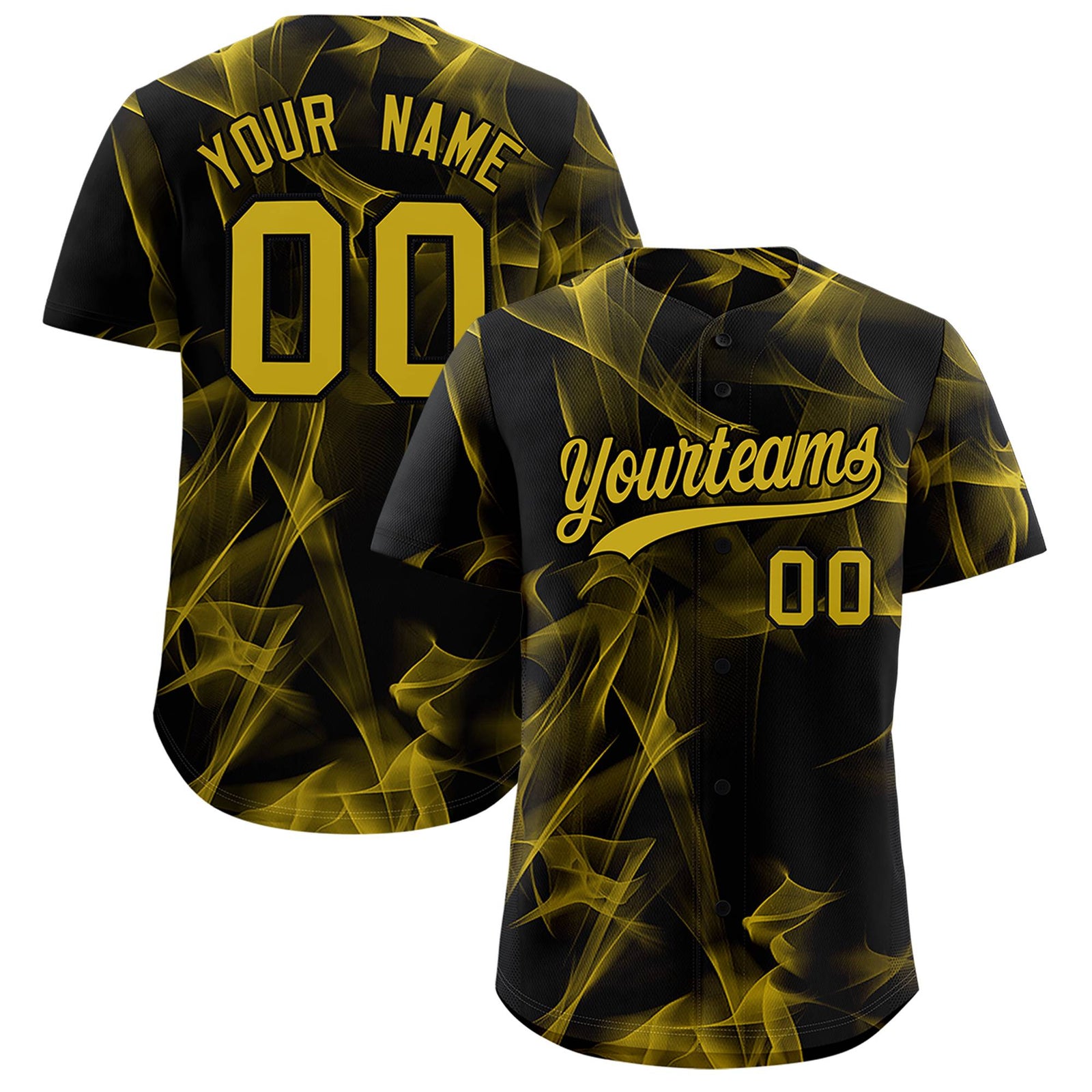 Custom Black Fumes Graffiti Pattern Authentic Baseball Jersey
