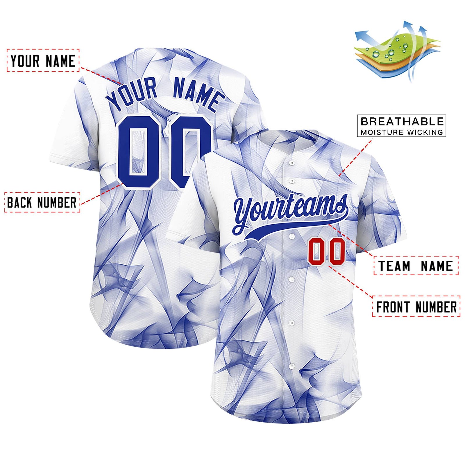 Custom White Fumes Graffiti Pattern Authentic Baseball Jersey