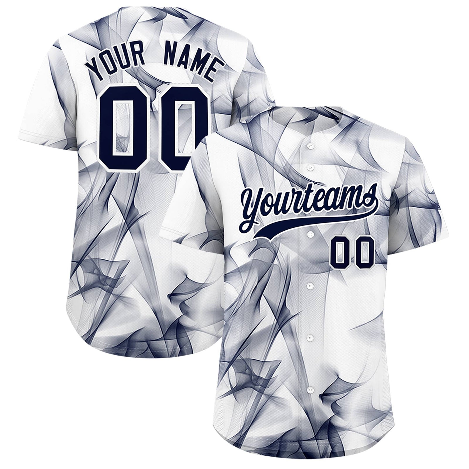 Custom White Fumes Graffiti Pattern Authentic Baseball Jersey