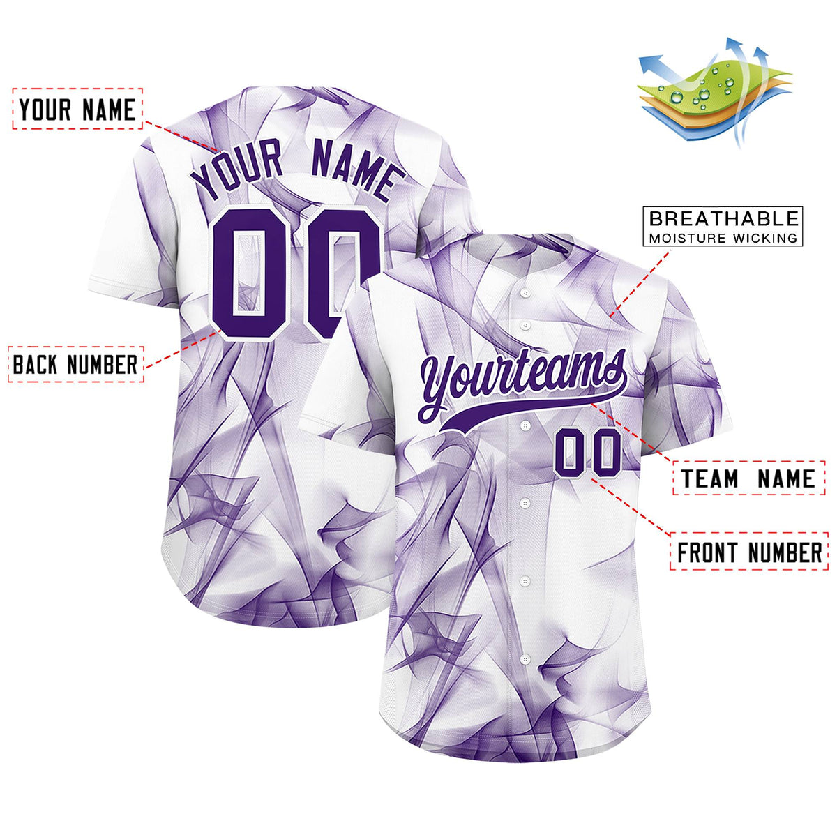 Custom White Fumes Graffiti Pattern Authentic Baseball Jersey