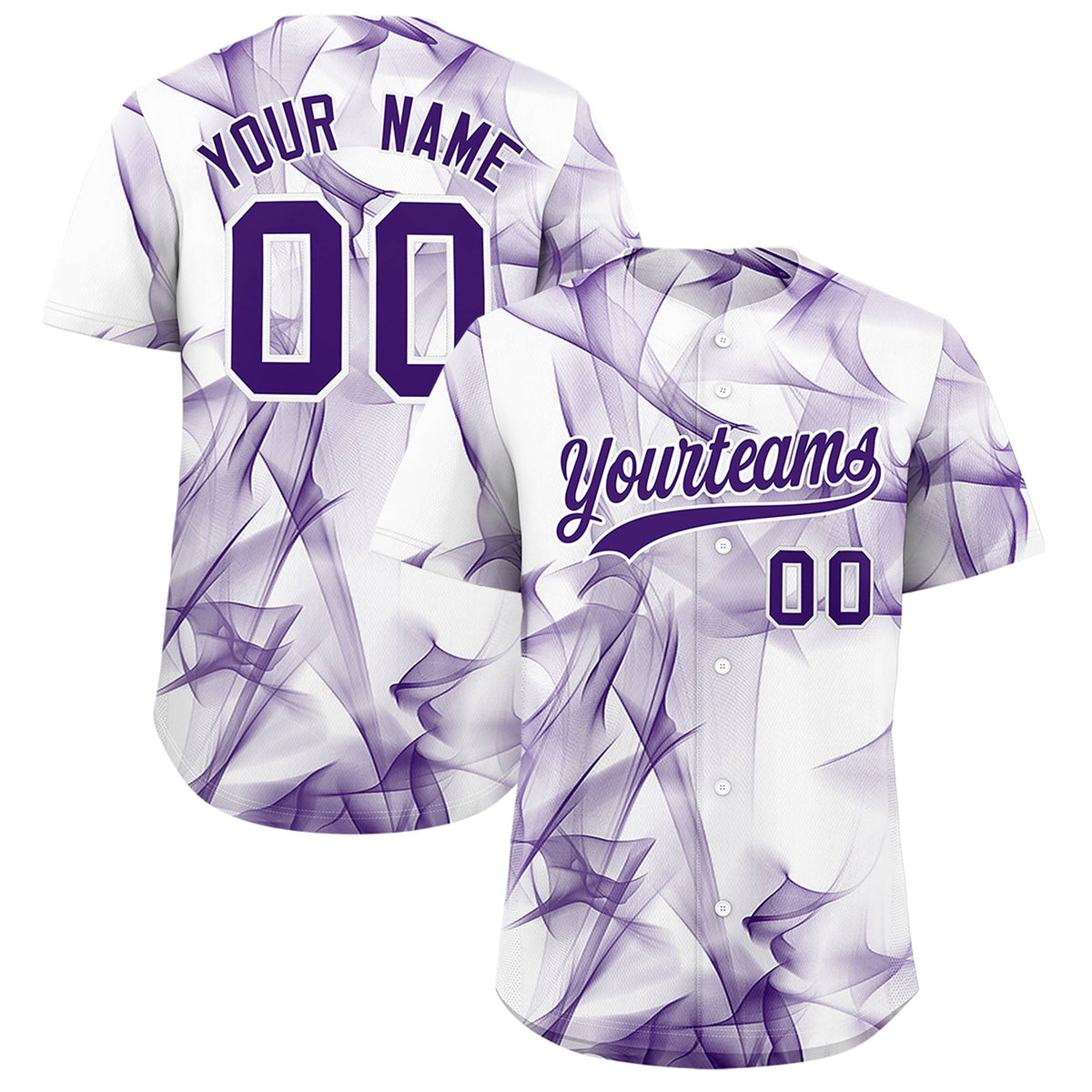 Custom White Fumes Graffiti Pattern Authentic Baseball Jersey