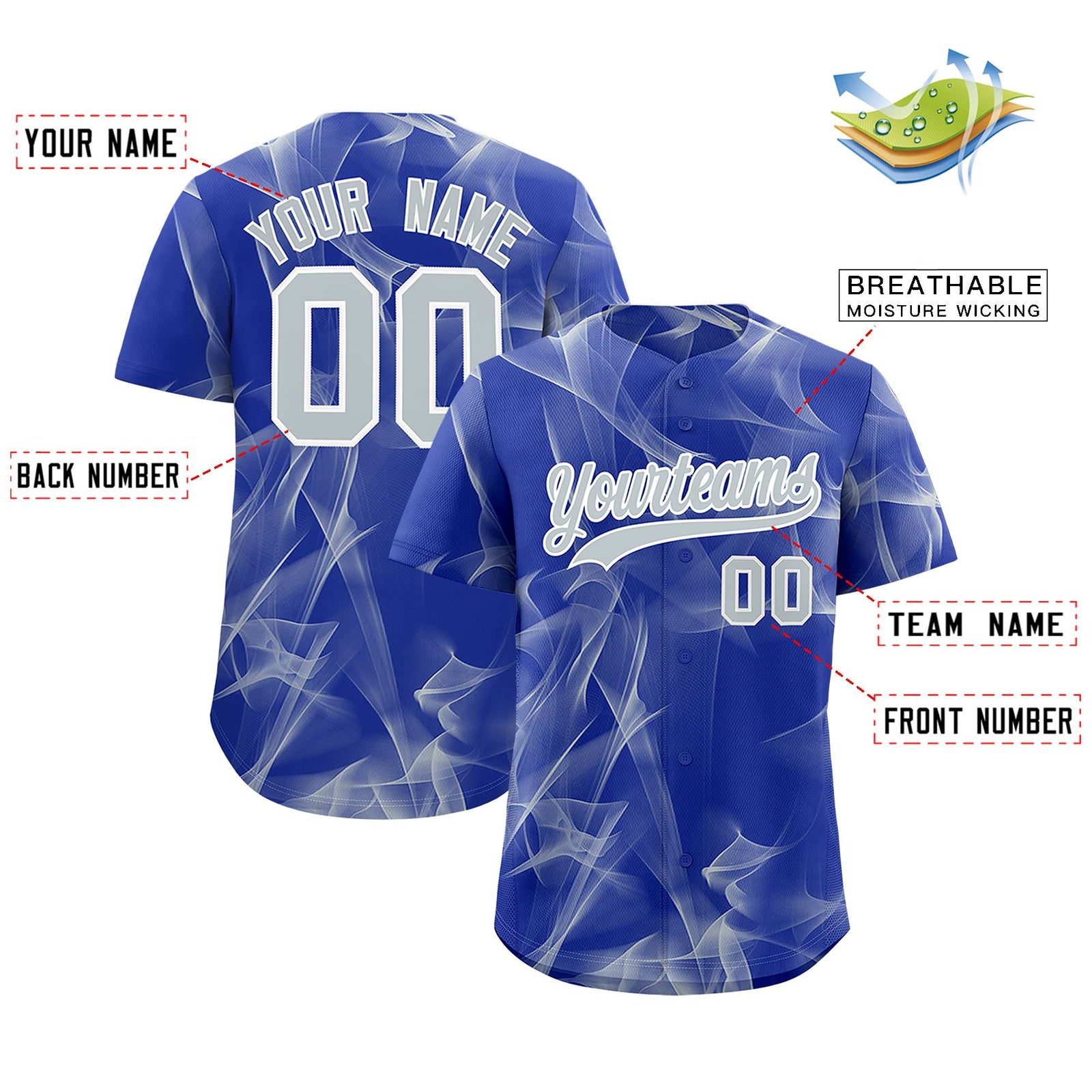 Custom Royal Fumes Graffiti Pattern Authentic Baseball Jersey