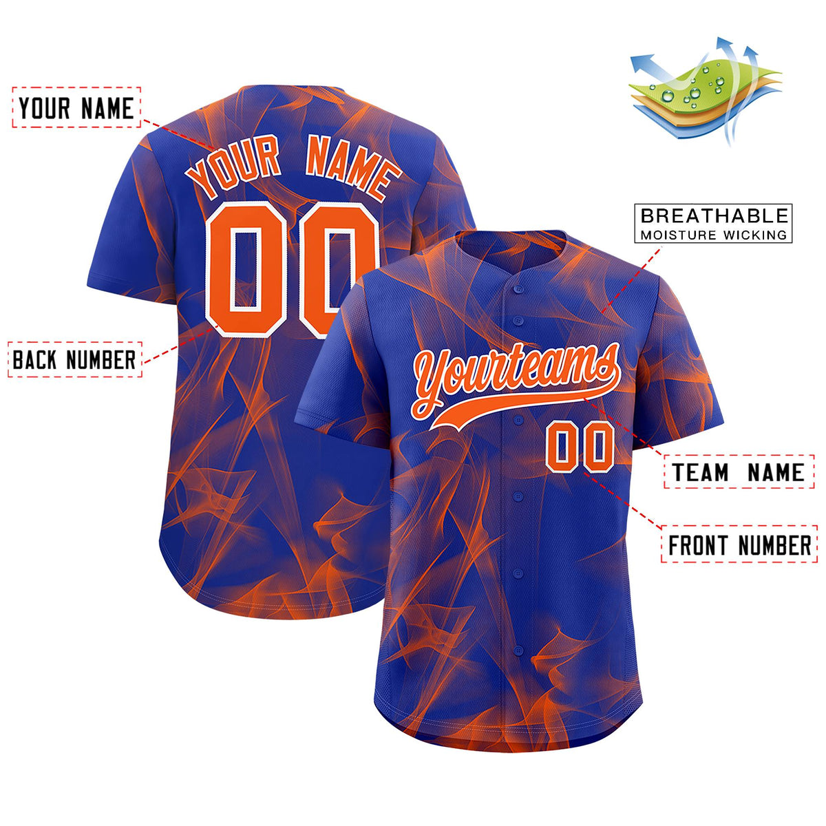 Custom Royal Fumes Graffiti Pattern Authentic Baseball Jersey