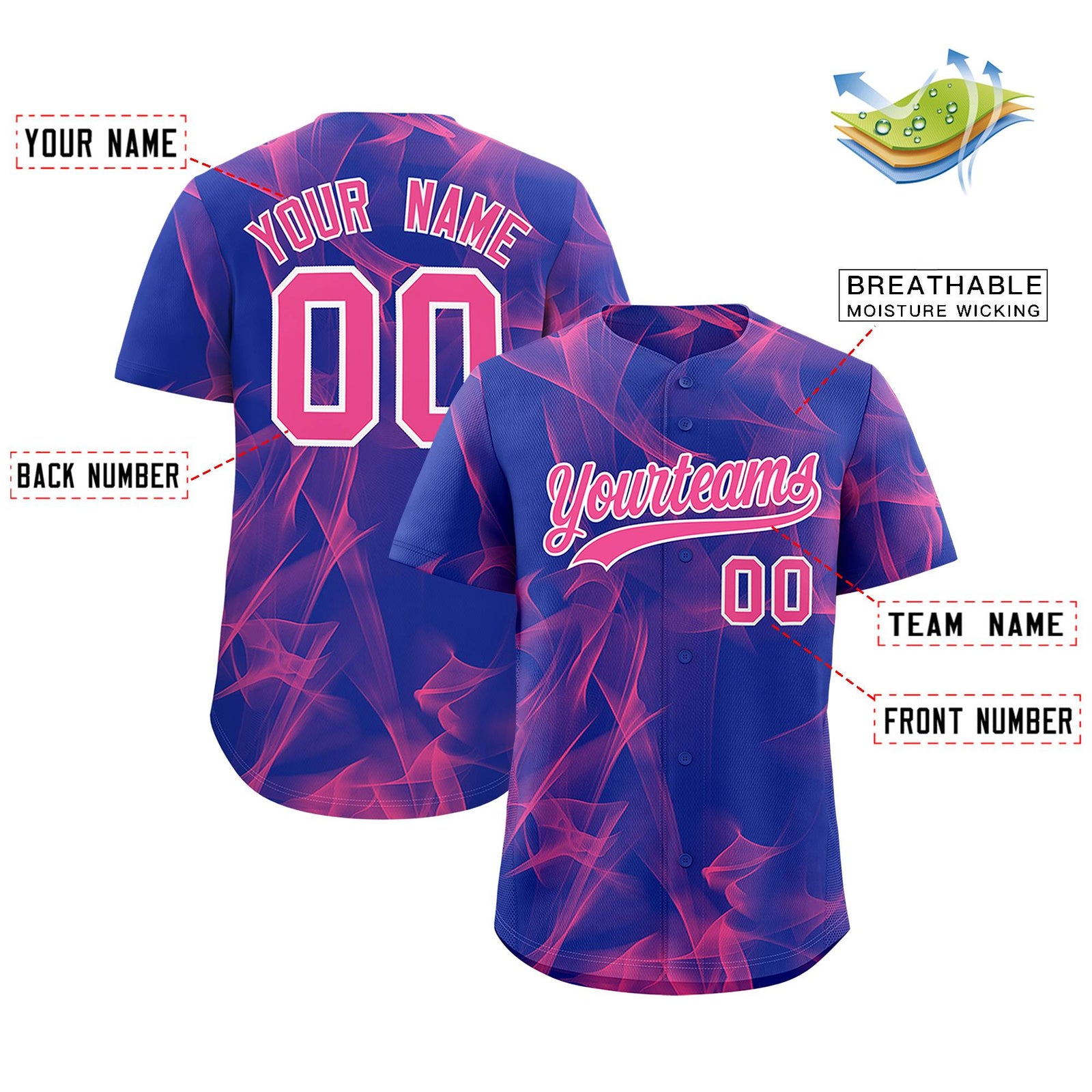 Custom Royal Fumes Graffiti Pattern Authentic Baseball Jersey