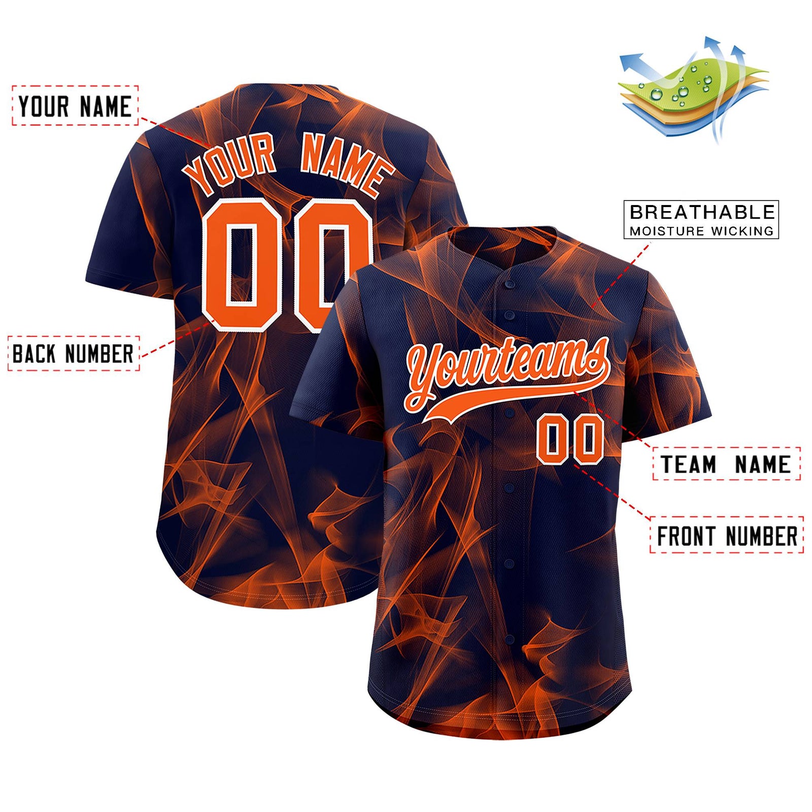 Custom Navy Fumes Graffiti Pattern Authentic Baseball Jersey