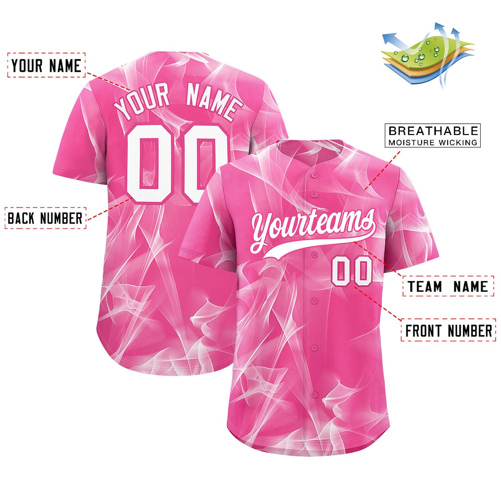 Custom Pink Fumes Graffiti Pattern Authentic Baseball Jersey