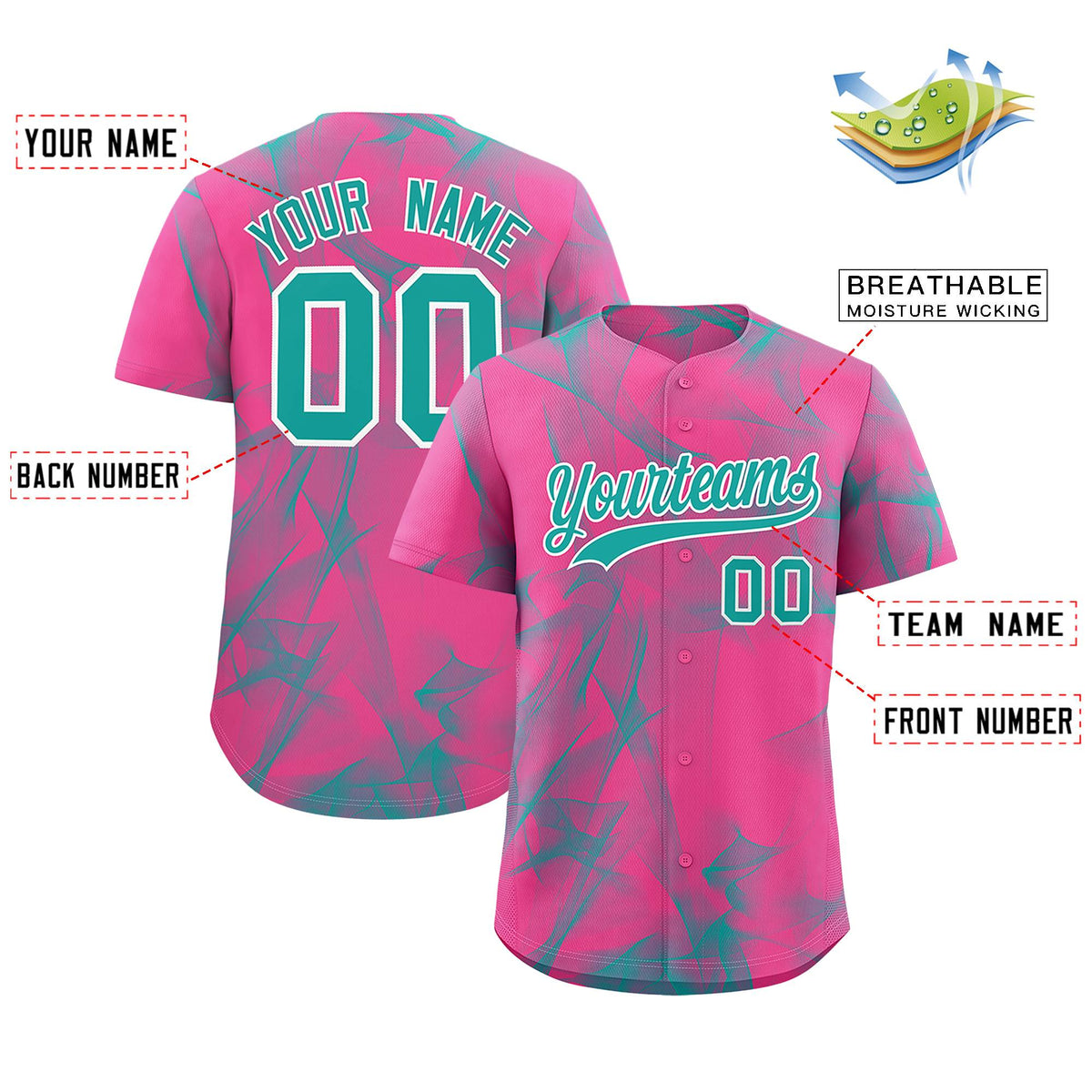 Custom Pink Fumes Graffiti Pattern Authentic Baseball Jersey