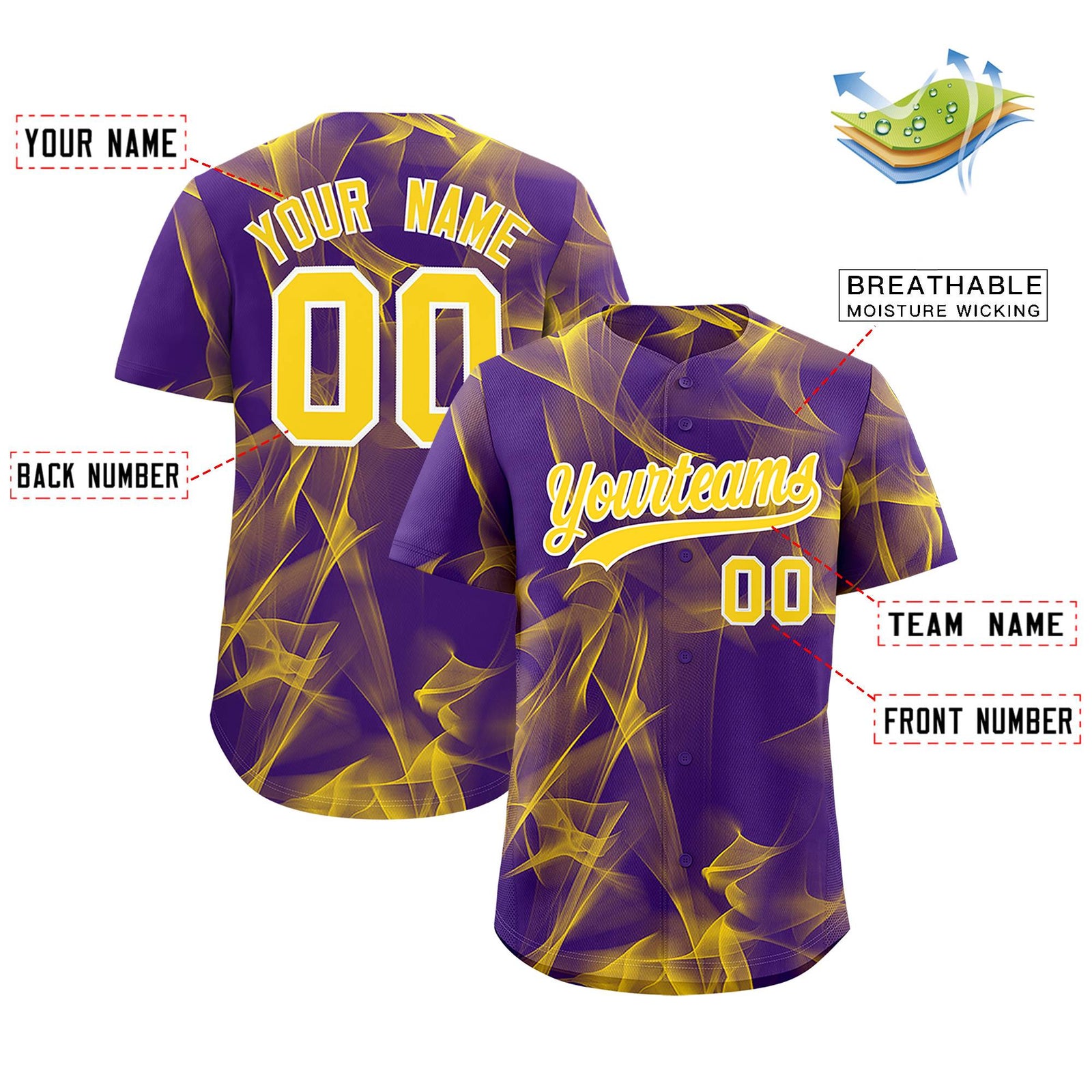 Custom Purple Fumes Graffiti Pattern Authentic Baseball Jersey