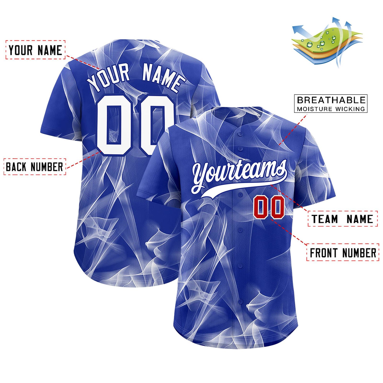 Custom Royal Fumes Graffiti Pattern Authentic Baseball Jersey