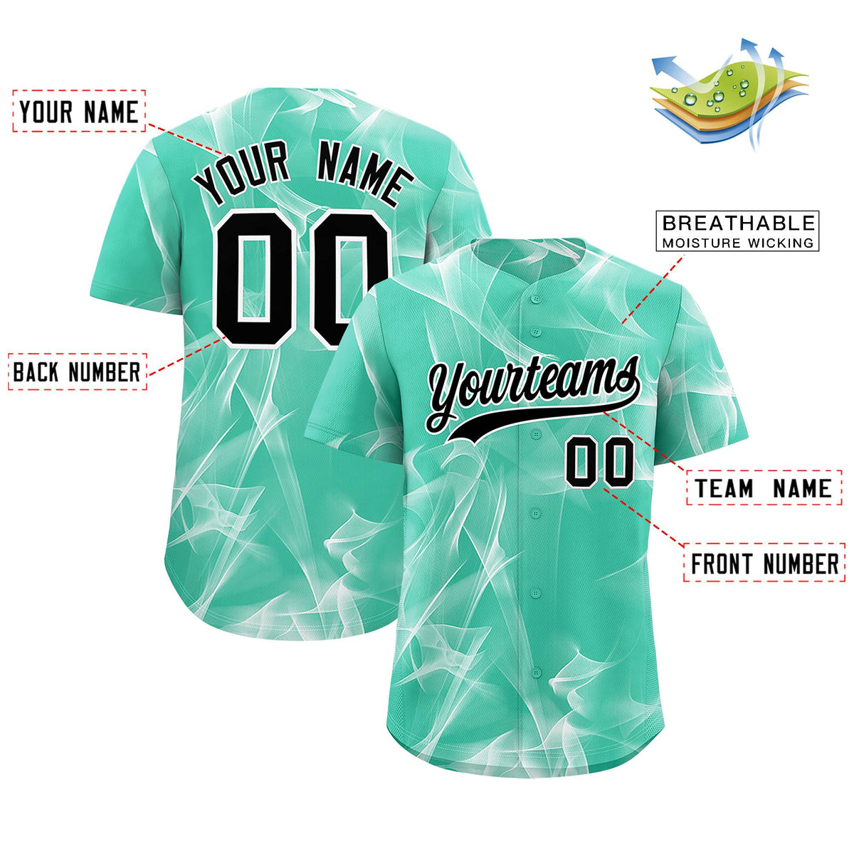 Custom Bright Green Fumes Graffiti Pattern Authentic Baseball Jersey