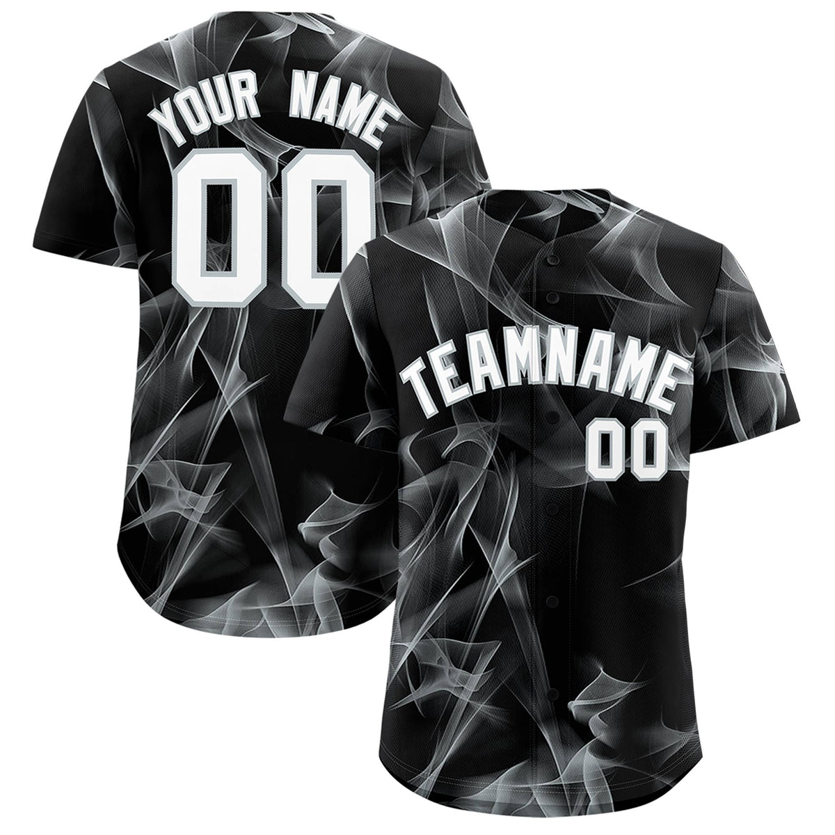 Custom Black Fumes Graffiti Pattern Authentic Baseball Jersey