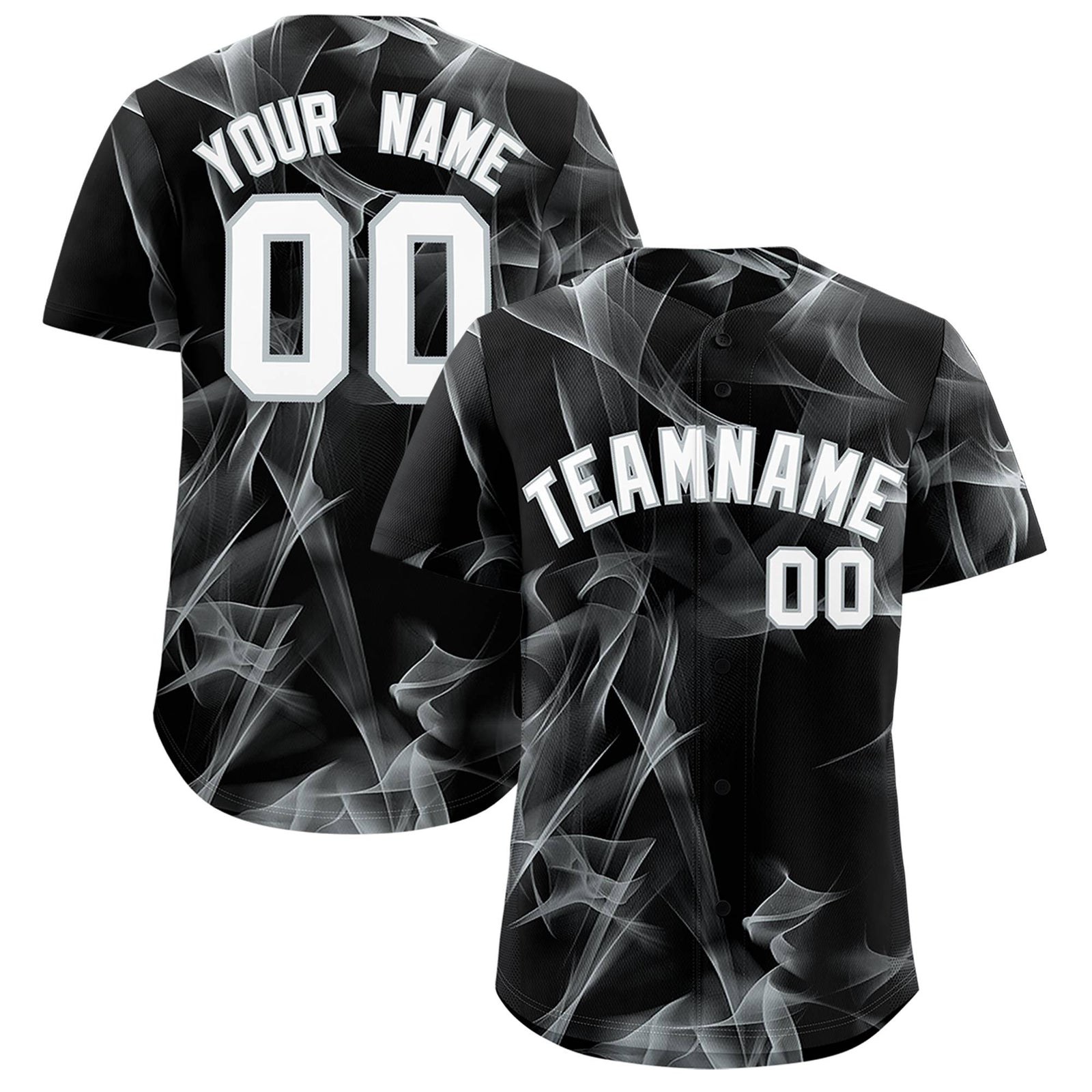 Custom Black Fumes Graffiti Pattern Authentic Baseball Jersey