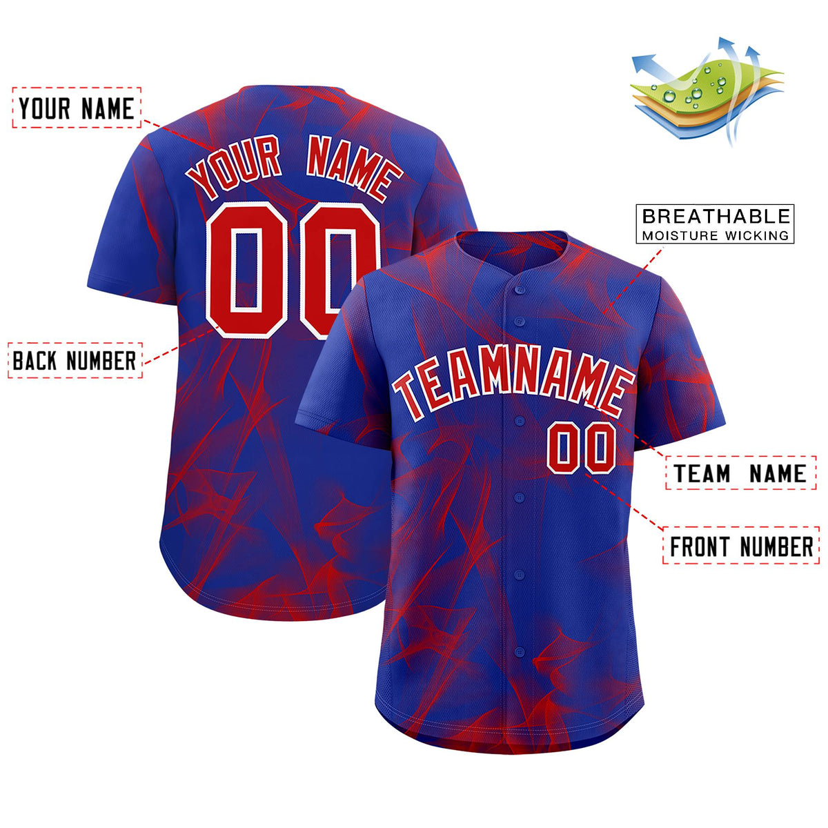 Custom Royal Fumes Graffiti Pattern Authentic Baseball Jersey