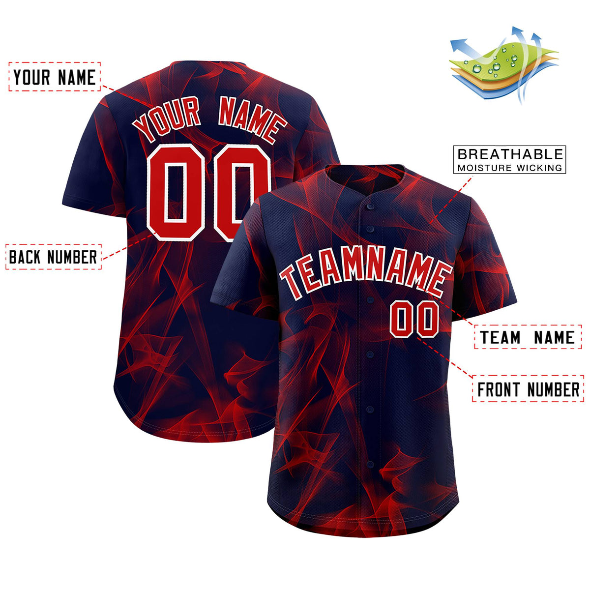 Custom Navy Fumes Graffiti Pattern Authentic Baseball Jersey