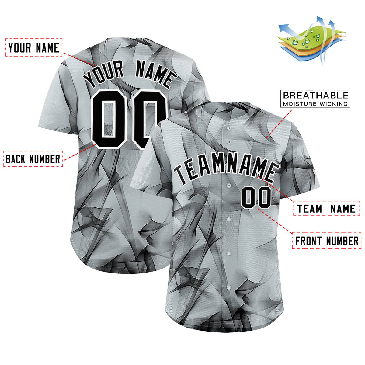 Custom Silver Fumes Graffiti Pattern Authentic Baseball Jersey