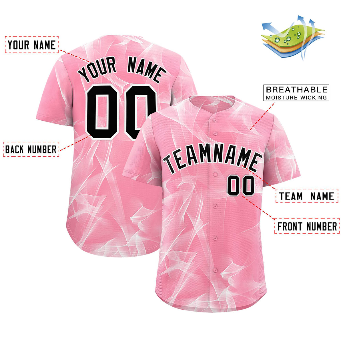 Custom Light Pink Fumes Graffiti Pattern Authentic Baseball Jersey