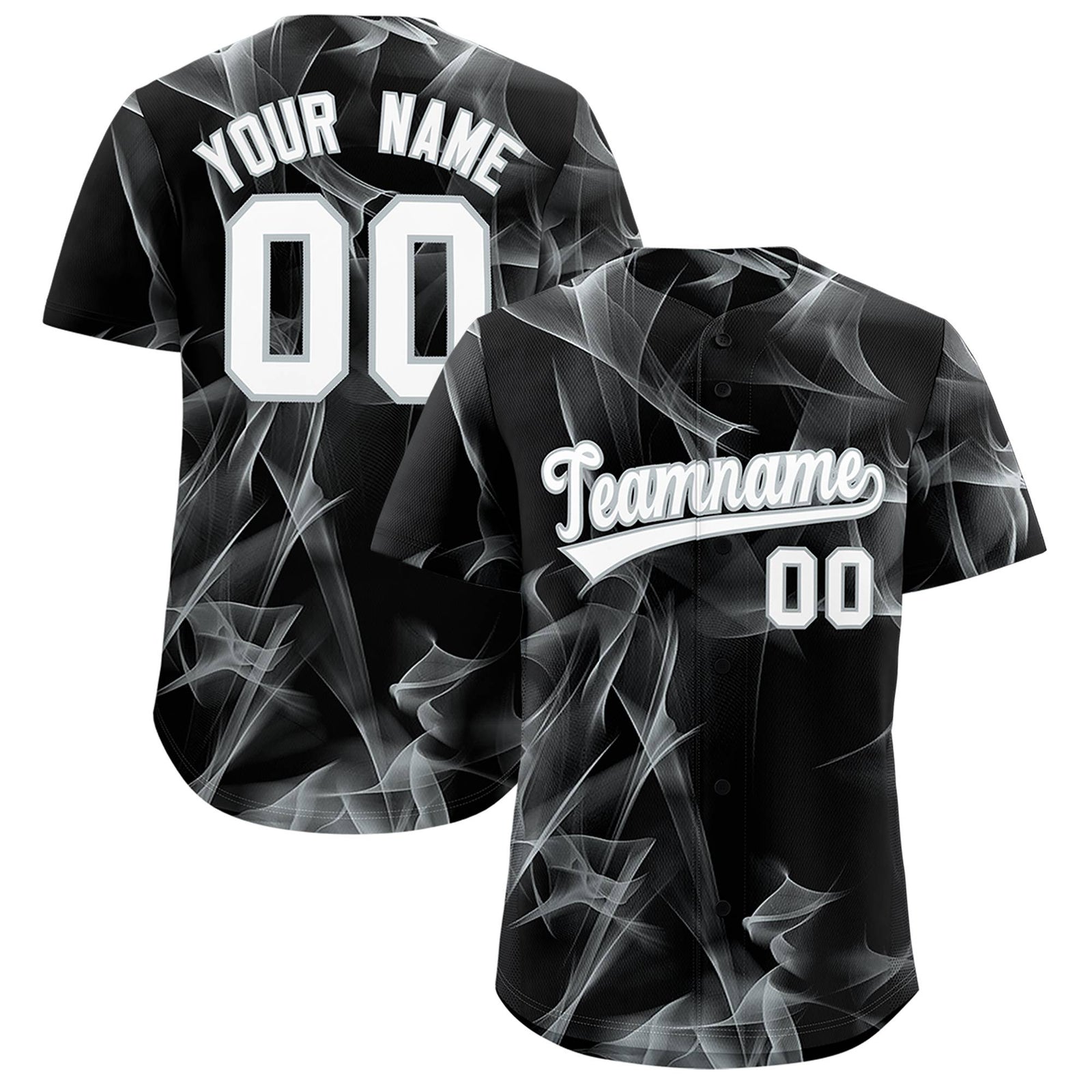 Custom Black Fumes Graffiti Pattern Authentic Baseball Jersey