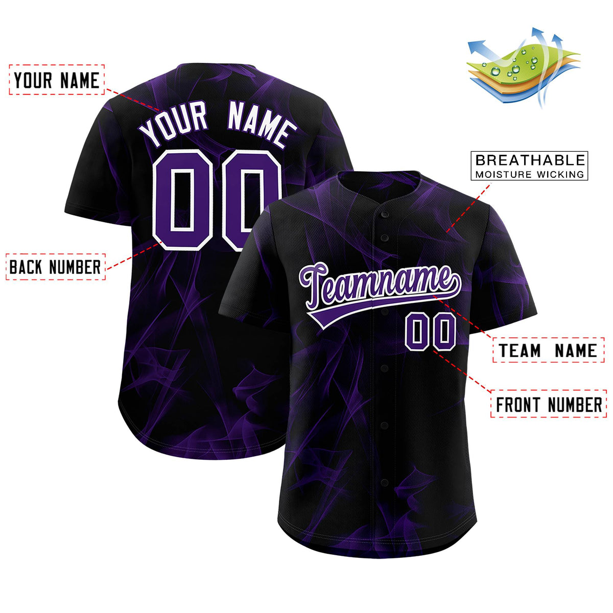 Custom Black Fumes Graffiti Pattern Authentic Baseball Jersey